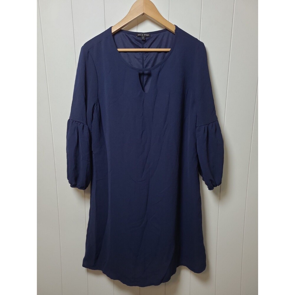 NWT As U Wish Dress Womens Size XL Blue Modest Long Sleeve New